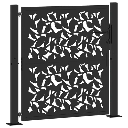 Cancello da giardino nero 100x100 cm in acciaio con design a foglia