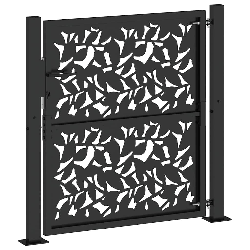 Cancello da giardino nero 100x100 cm in acciaio con design a foglia