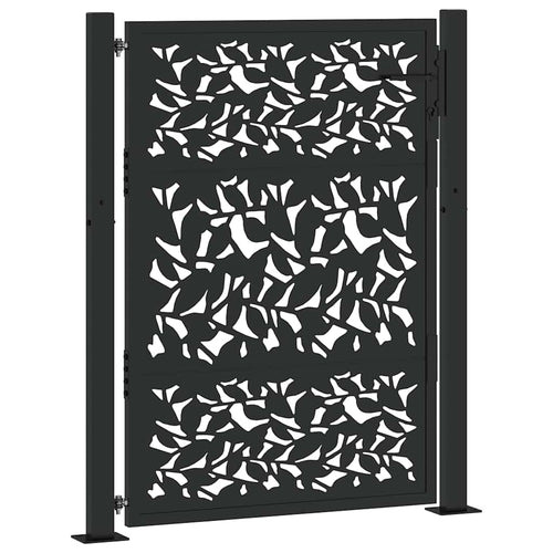 Cancello da giardino nero 100x125 cm in acciaio con design a foglia