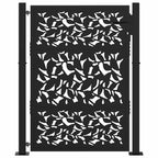 Cancello da giardino nero 100x125 cm in acciaio con design a foglia