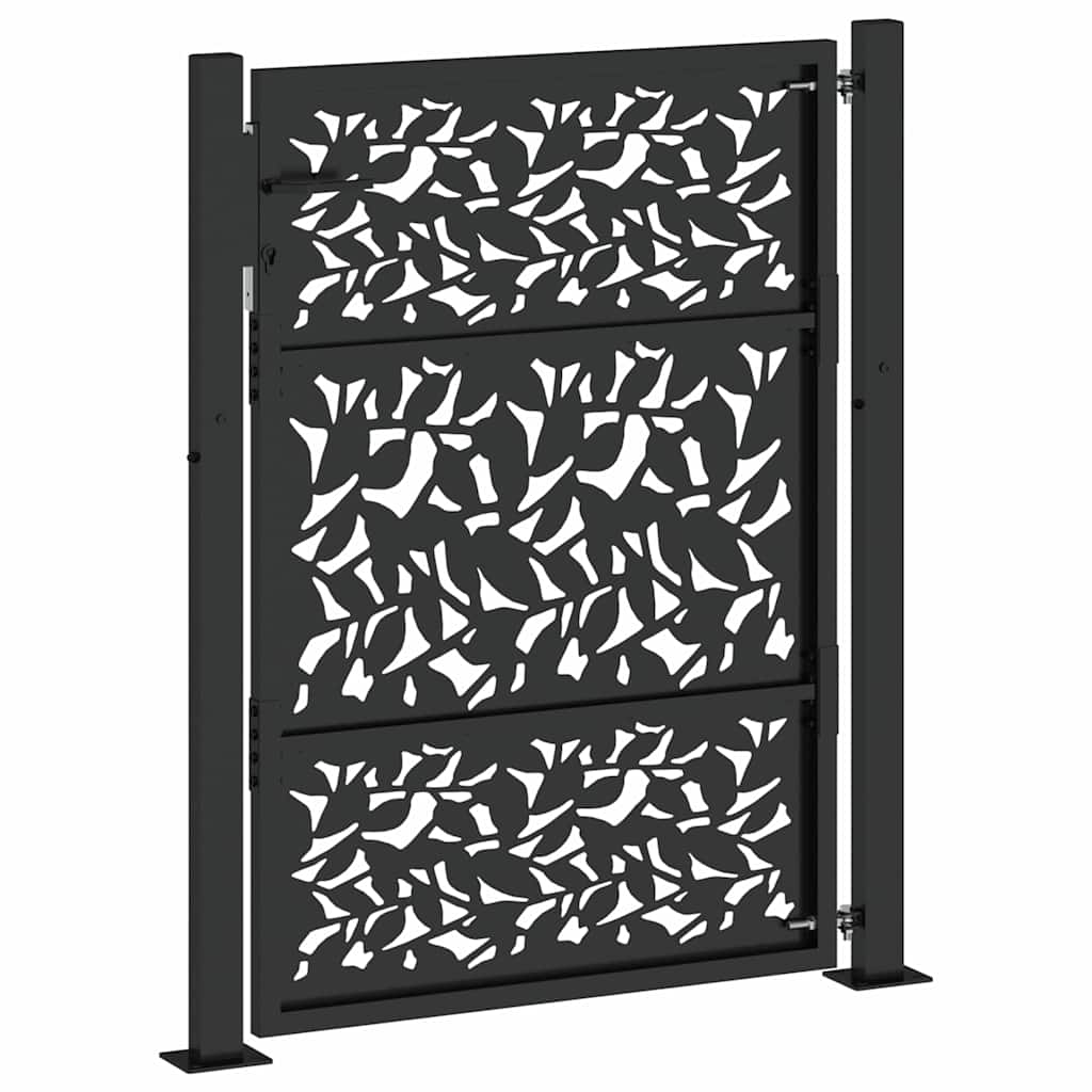 Cancello da giardino nero 100x125 cm in acciaio con design a foglia