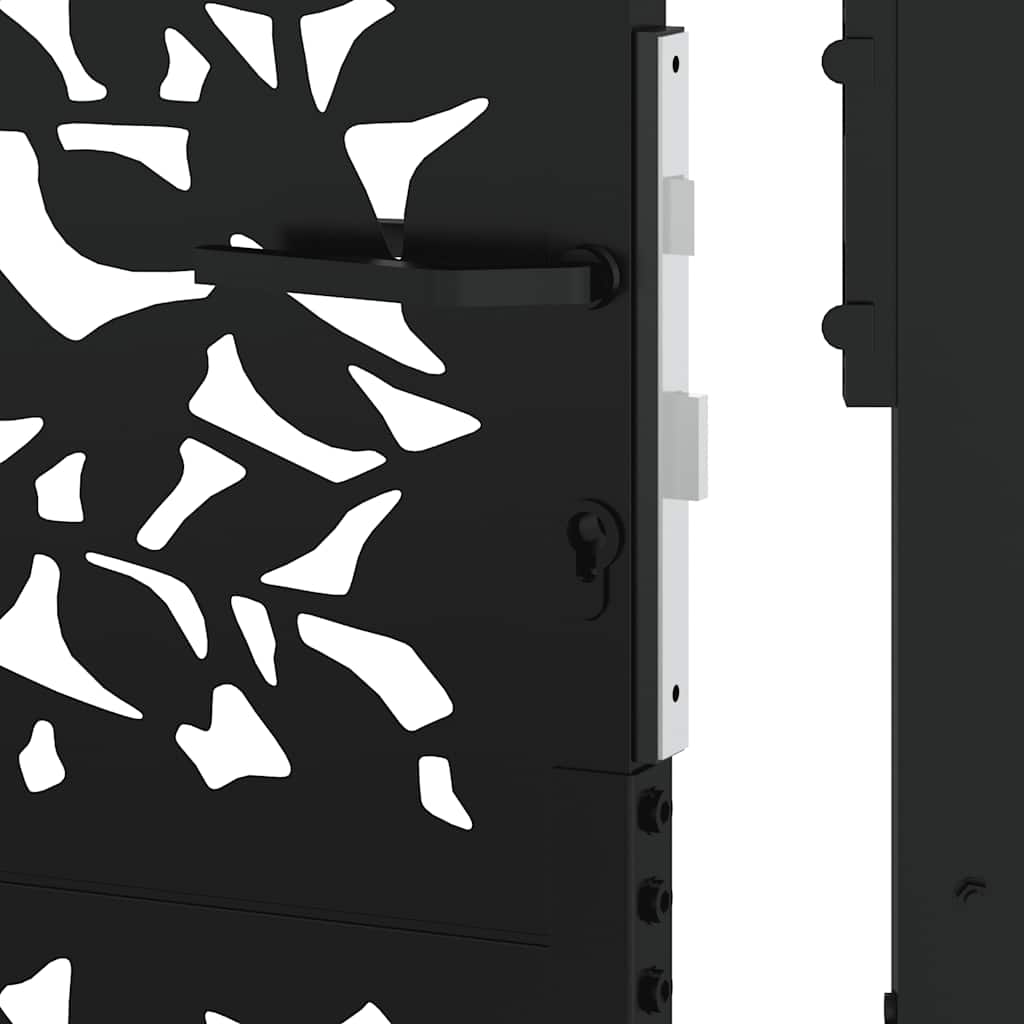 Cancello da giardino nero 100x125 cm in acciaio con design a foglia