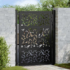 Cancello da giardino nero 100x125 cm in acciaio con design a foglia