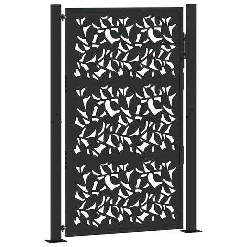 Cancello da giardino nero 100x150 cm in acciaio con design a foglia