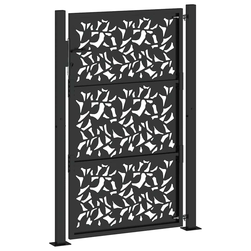 Cancello da giardino nero 100x150 cm in acciaio con design a foglia
