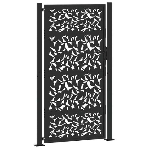 Cancello da giardino nero 100x175 cm in acciaio con design a foglia