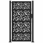 Cancello da giardino nero 100x175 cm in acciaio con design a foglia