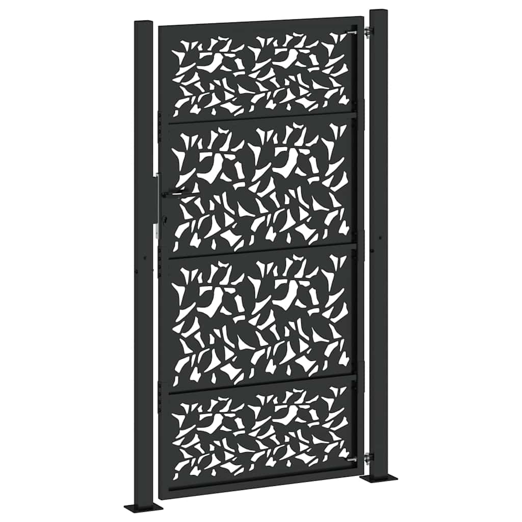 Cancello da giardino nero 100x175 cm in acciaio con design a foglia