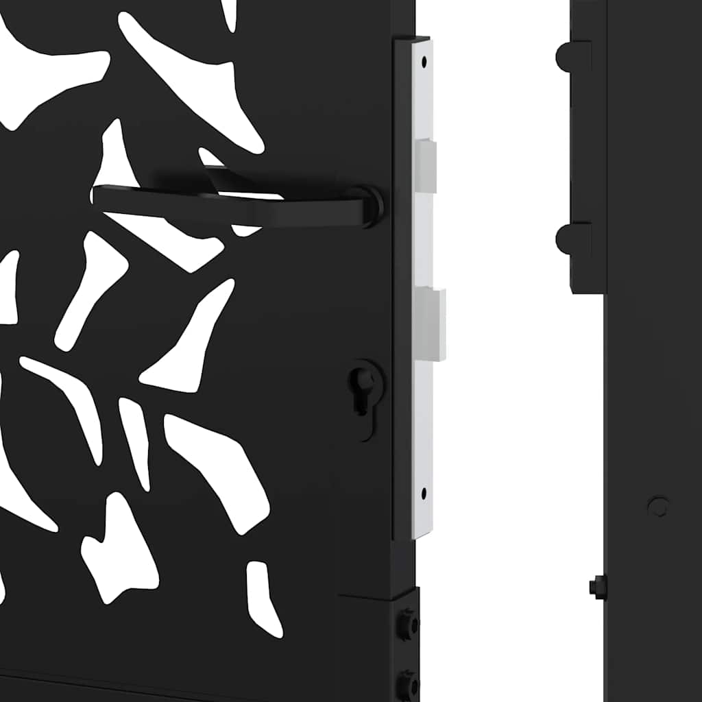 Cancello da giardino nero 100x175 cm in acciaio con design a foglia