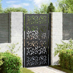 Cancello da giardino nero 100x175 cm in acciaio con design a foglia