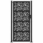 Cancello da giardino nero 100x200 cm in acciaio con design a foglia