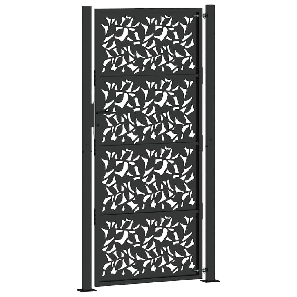 Cancello da giardino nero 100x200 cm in acciaio con design a foglia