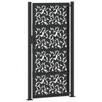 Cancello da giardino nero 100x200 cm in acciaio con design a foglia