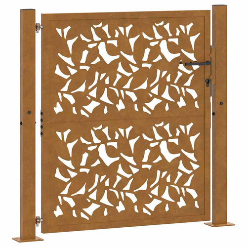 Cancello da giardino 100x100 cm in acciaio corten con design a foglia