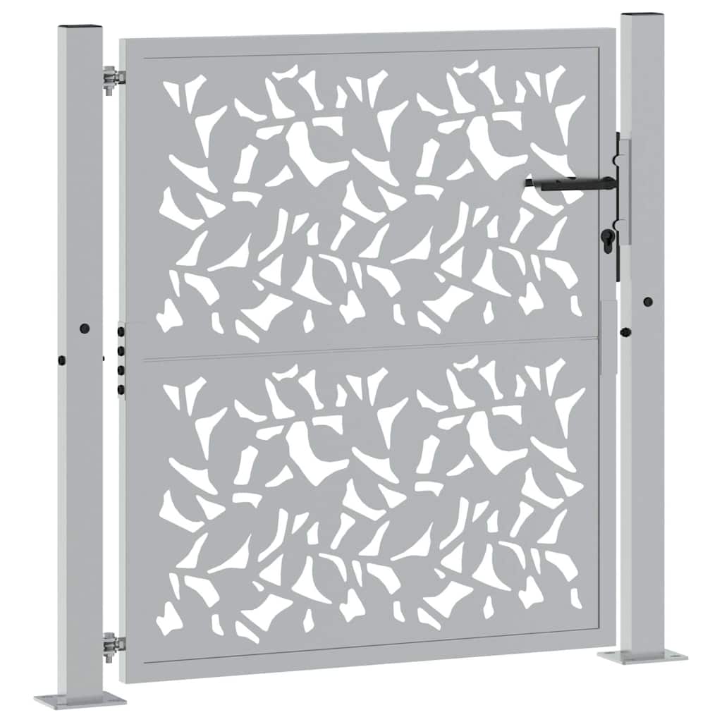 Cancello da giardino 100x100 cm in acciaio corten con design a foglia