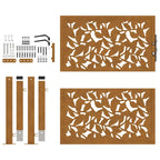 Cancello da giardino 100x100 cm in acciaio corten con design a foglia