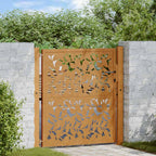 Cancello da giardino 100x100 cm in acciaio corten con design a foglia