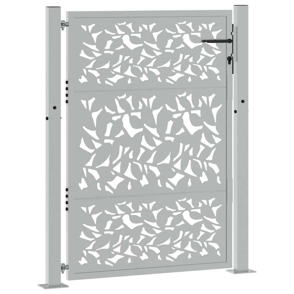 Cancello da giardino 100x125 cm in acciaio corten con design a foglia