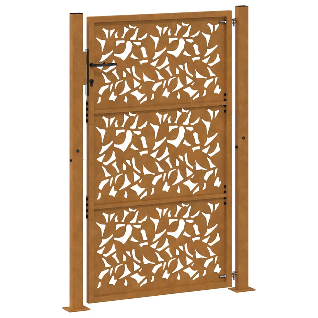 Cancello da giardino 100x125 cm in acciaio corten con design a foglia