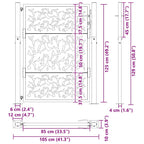 Cancello da giardino 100x125 cm in acciaio corten con design a foglia