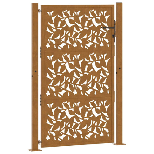 Cancello da giardino 100x150 cm in acciaio corten con design a foglia