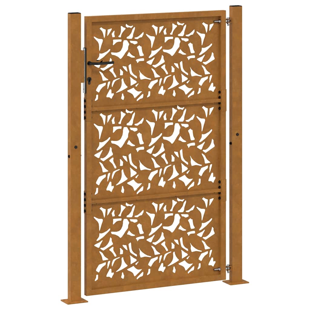 Cancello da giardino 100x150 cm in acciaio corten con design a foglia