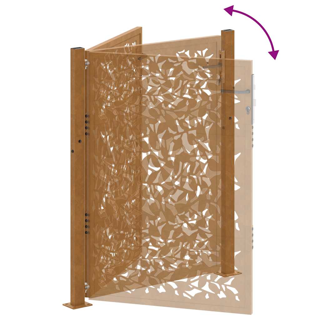 Cancello da giardino 100x150 cm in acciaio corten con design a foglia
