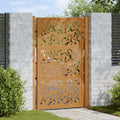 Cancello da giardino 100x150 cm in acciaio corten con design a foglia
