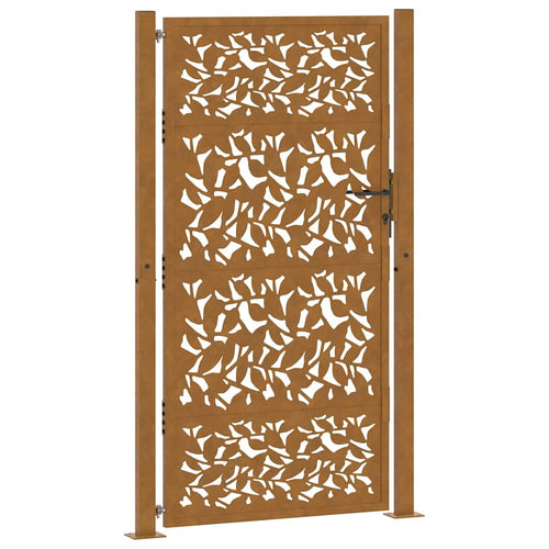 Cancello da giardino 100x175 cm in acciaio corten con design a foglia