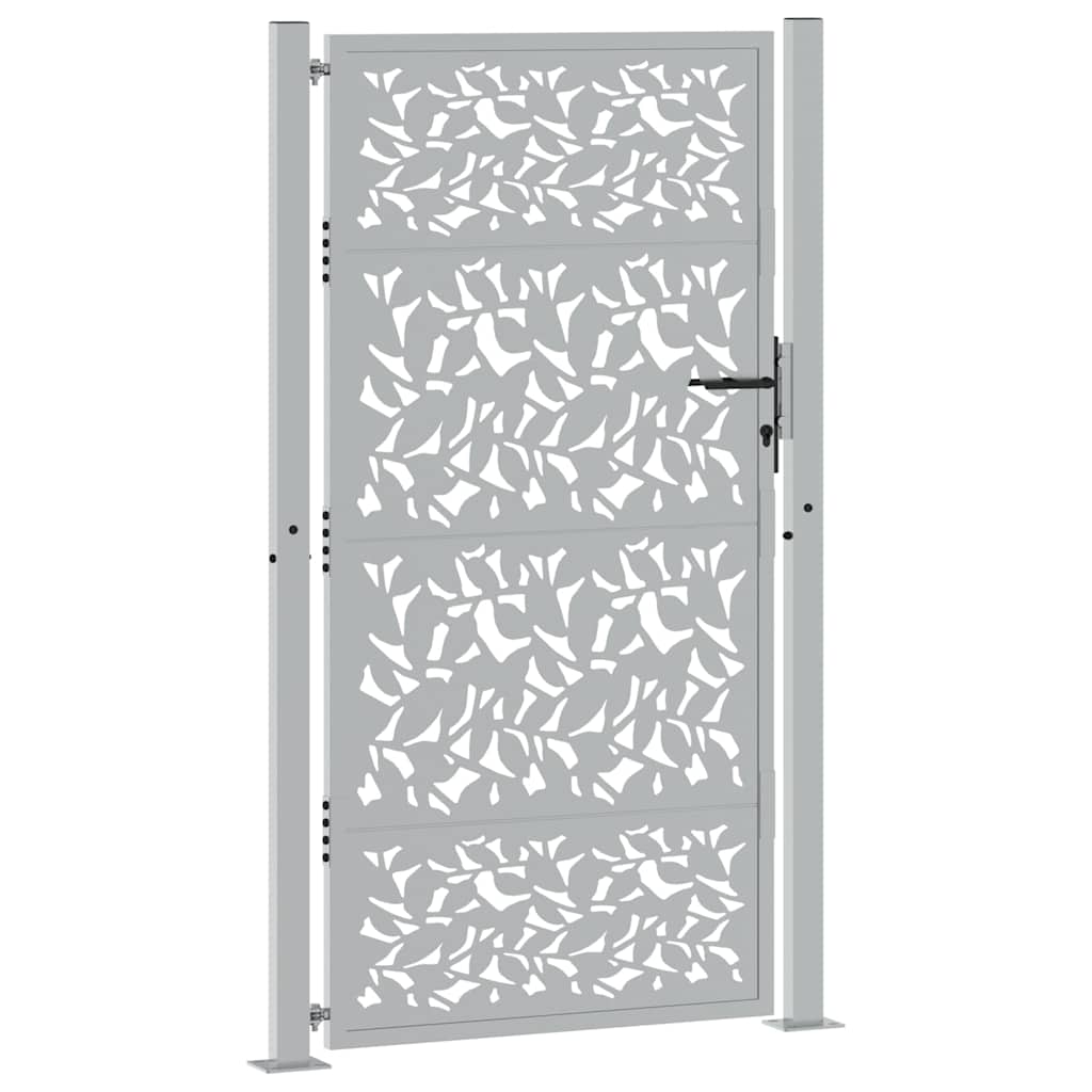 Cancello da giardino 100x175 cm in acciaio corten con design a foglia