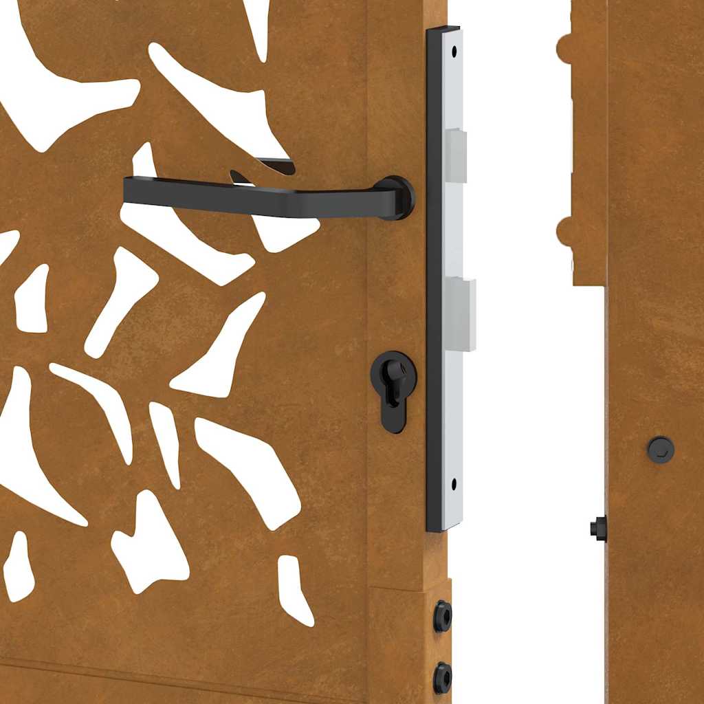 Cancello da giardino 100x175 cm in acciaio corten con design a foglia