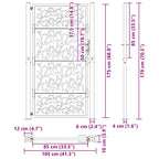Cancello da giardino 100x175 cm in acciaio corten con design a foglia