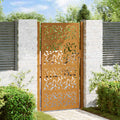 Cancello da giardino 100x175 cm in acciaio corten con design a foglia