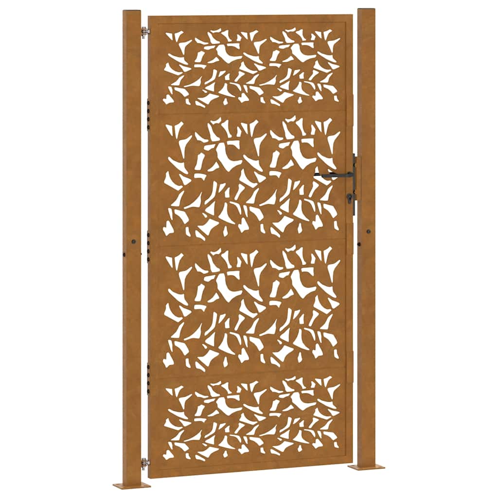 Cancello da giardino 100x200 cm in acciaio corten con design a foglia