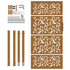 Cancello da giardino 100x200 cm in acciaio corten con design a foglia