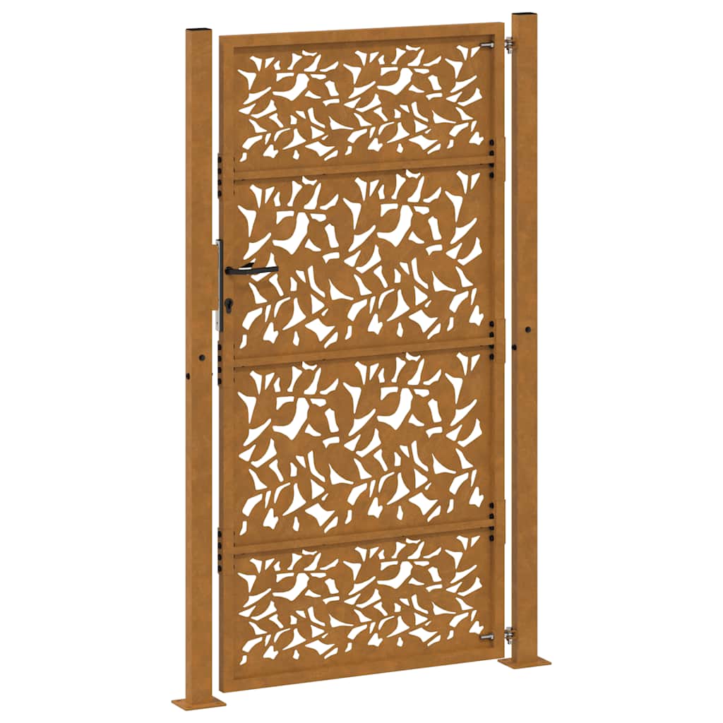 Cancello da giardino 100x200 cm in acciaio corten con design a foglia