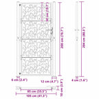 Cancello da giardino 100x200 cm in acciaio corten con design a foglia