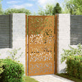 Cancello da giardino 100x200 cm in acciaio corten con design a foglia