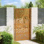 Cancello da giardino 100x200 cm in acciaio corten con design a foglia