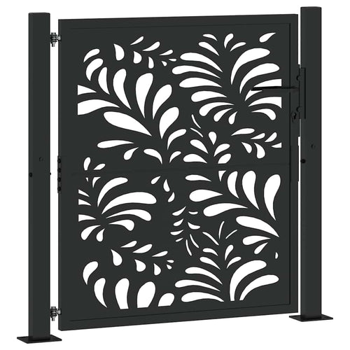 Cancello da giardino nero 100x100 cm in acciaio design ondulato