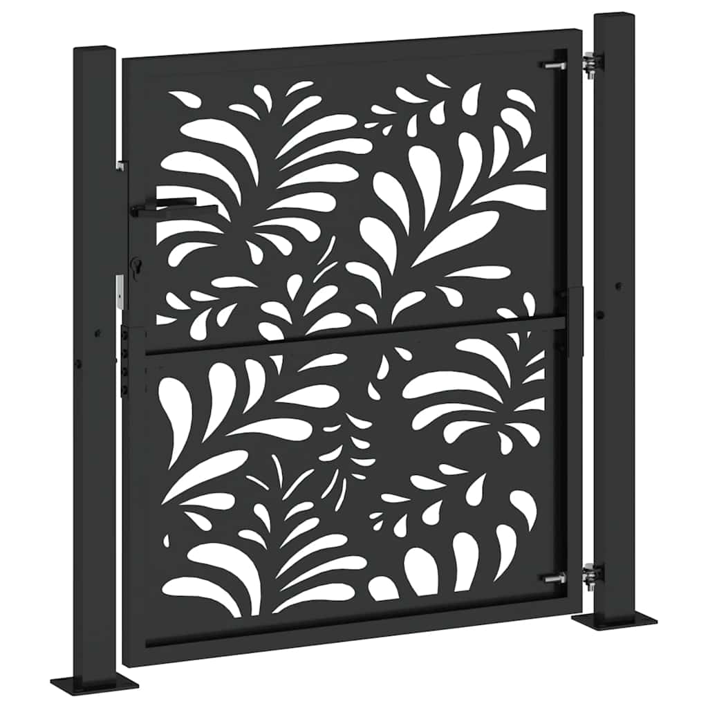 Cancello da giardino nero 100x100 cm in acciaio design ondulato