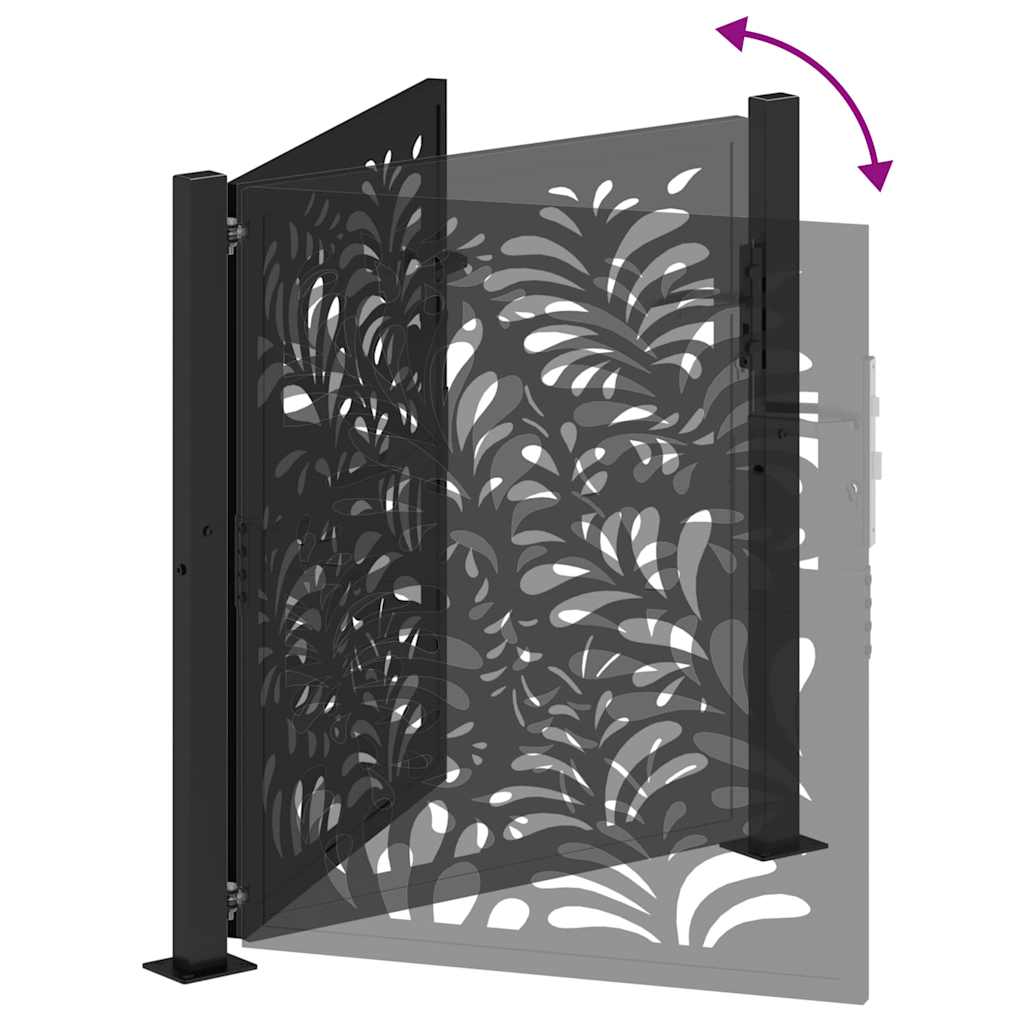 Cancello da giardino nero 100x100 cm in acciaio design ondulato