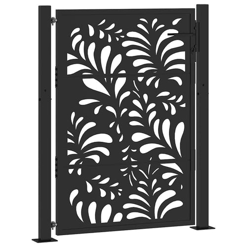 Cancello da giardino nero 100x125 cm in acciaio con design ondulato