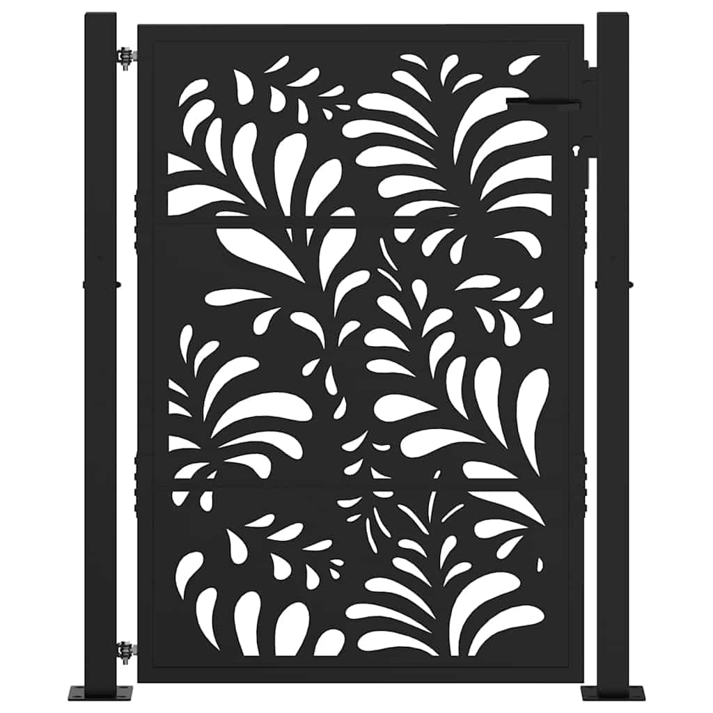 Cancello da giardino nero 100x125 cm in acciaio con design ondulato