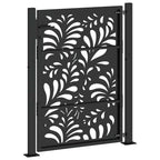 Cancello da giardino nero 100x125 cm in acciaio con design ondulato