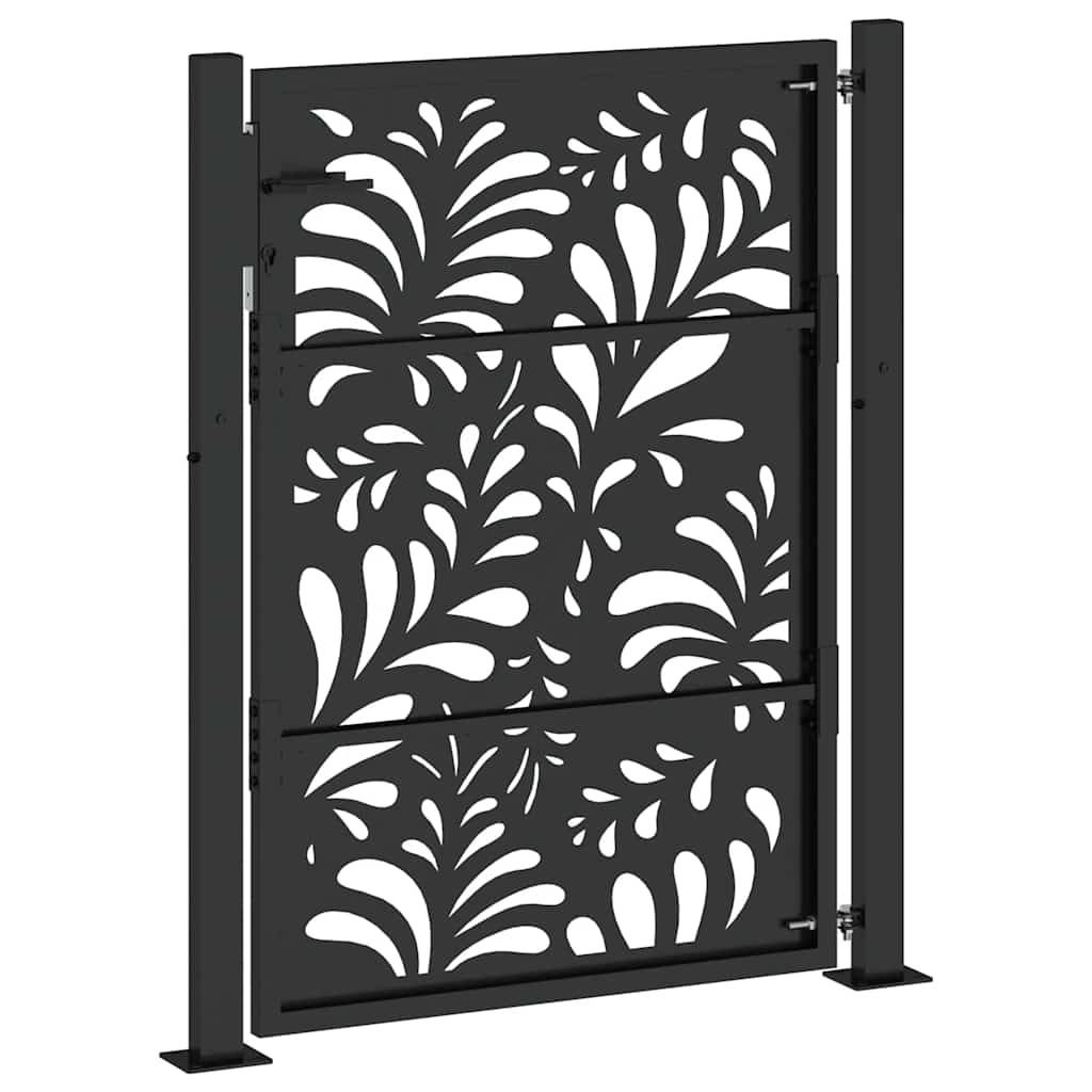 Cancello da giardino nero 100x125 cm in acciaio con design ondulato