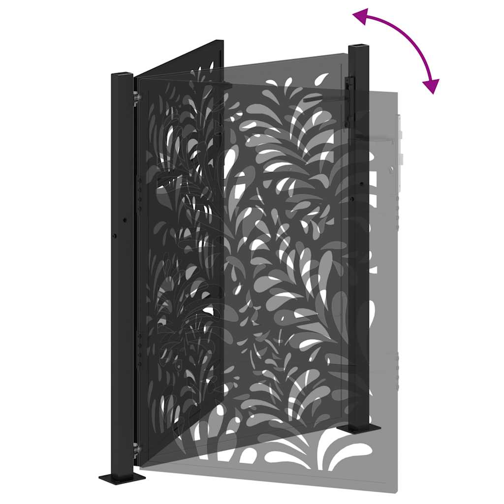 Cancello da giardino nero 100x125 cm in acciaio con design ondulato