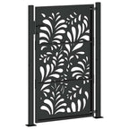 Cancello da giardino nero 100x150 cm in acciaio design ondulato