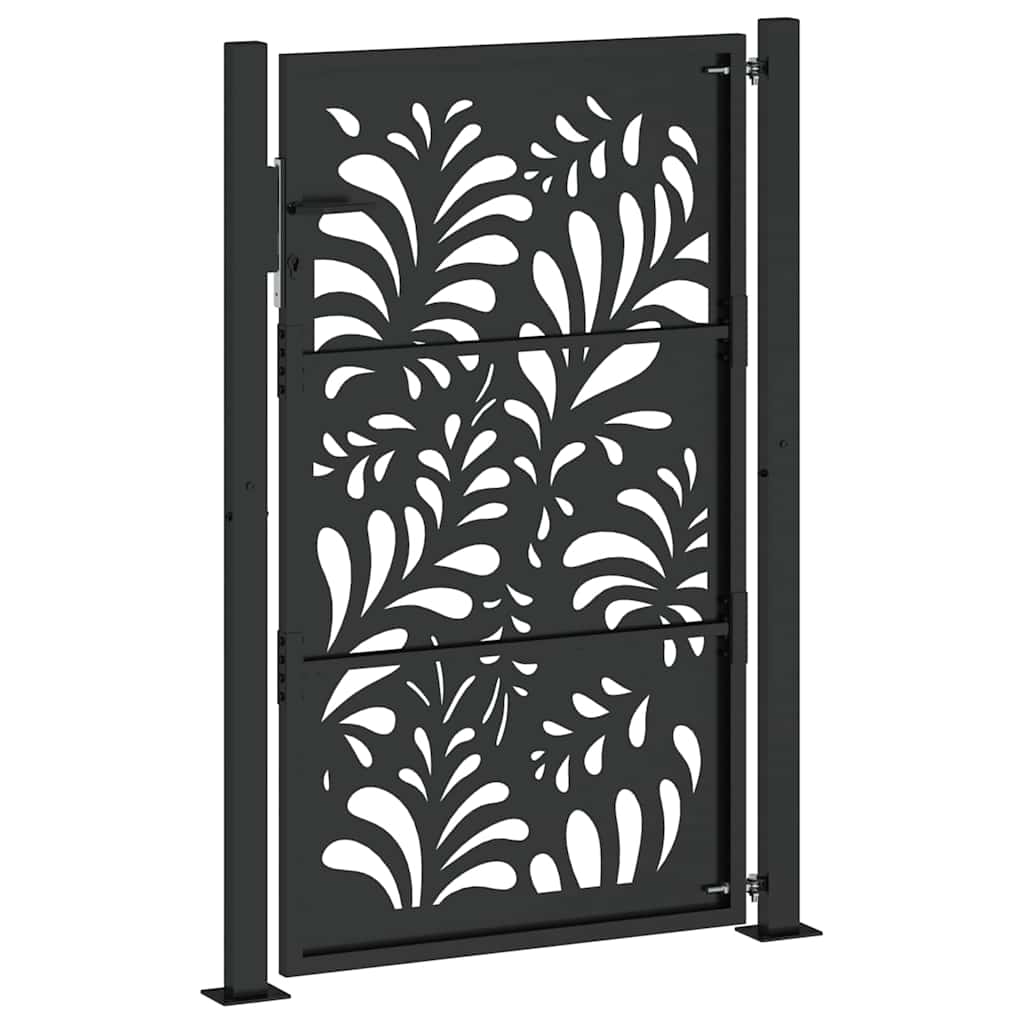 Cancello da giardino nero 100x150 cm in acciaio design ondulato