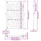 Cancello da giardino nero 100x150 cm in acciaio design ondulato